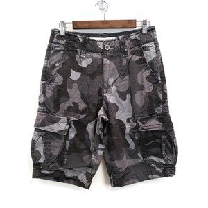 American Eagle Mens Gray Camo 12" Inseam Longboard Shorts Size 28 Classic Cargo
